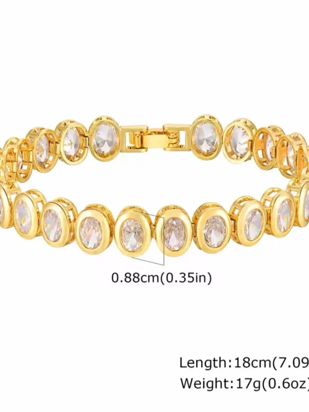 Gold plated Crystal Tennis Bracelet - Elegant Women Jewelry